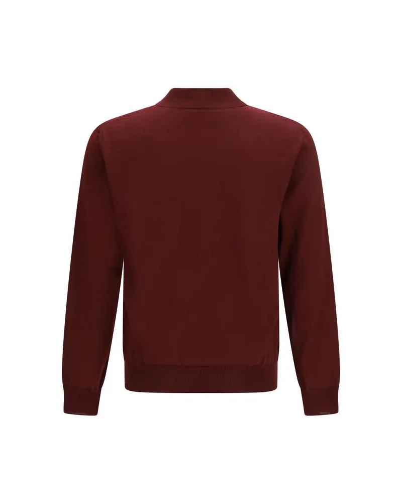 Valentino Garavani Men's Bordeaux Wool Oves Aries Polo Shirt Bordeaux