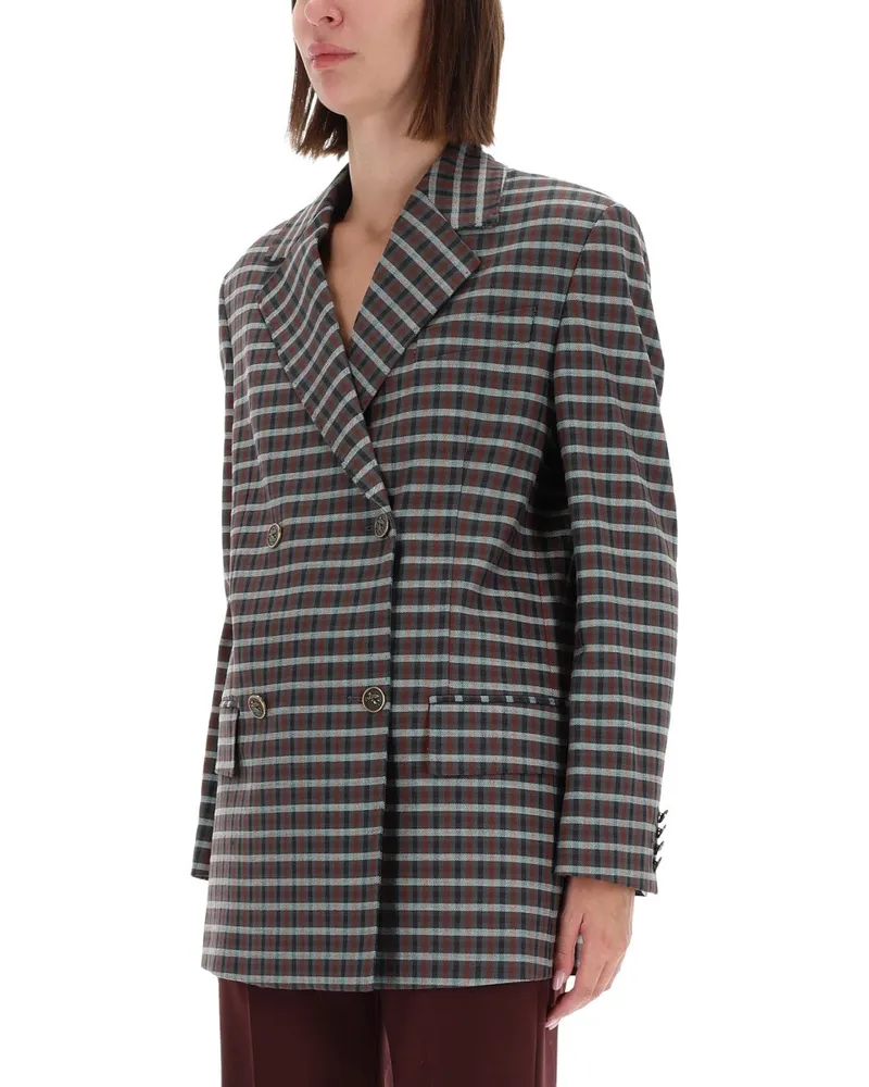 Etro Double-Breasted Viscose Wool Blazer — Gray Gray