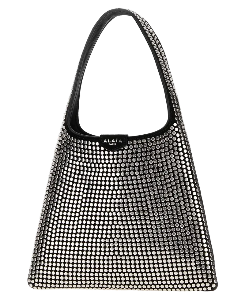 Alaïa Hobo S Studs Leather Shoulder Bag — Black Black