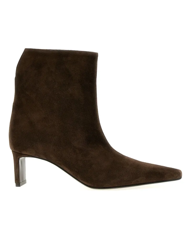 KHAITE Calf Suede Ankle Boot — Brown Brown