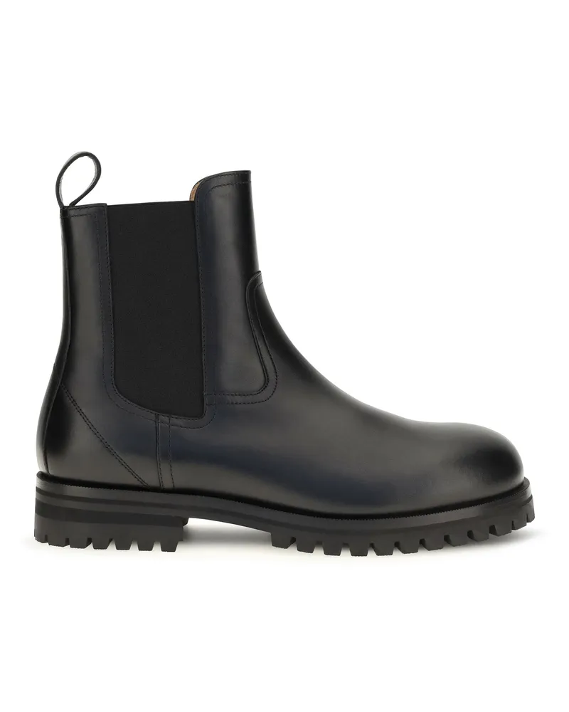 Loro Piana Men's Leather Ankle Boots Kent Black Black