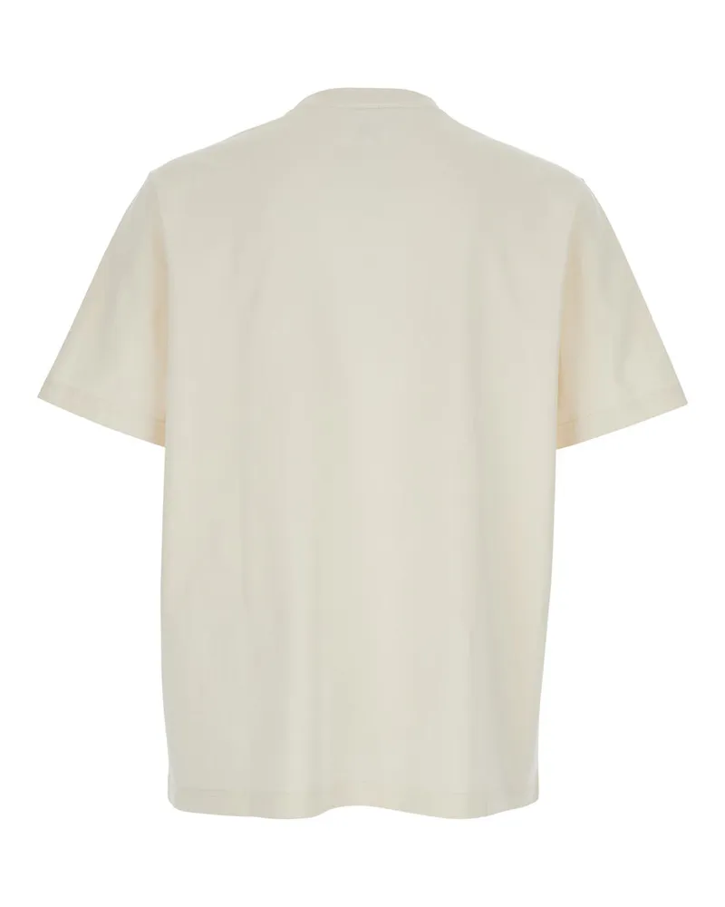 Kitsuné Men T-Shirt Logo Beige Cotton Organic T-Shirts And Polos Beige