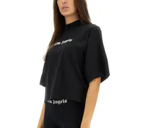 Logo-Print Cotton Cropped T-Shirt — Black