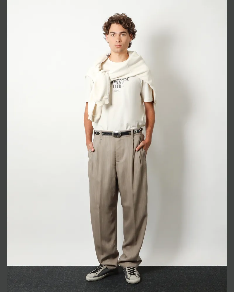 Golden Goose Men's T-Shirt Crew Neck White Cotton T-Shirts And Polos White