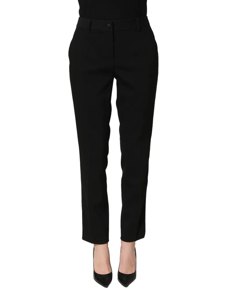 Dolce & Gabbana Women's Virgin Wool Stretch Trousers Black Silk Black