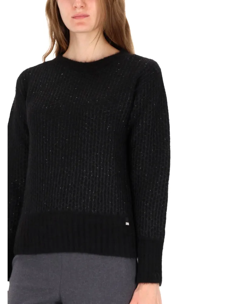Herno Metallic Sequin Jersey Sweater — Black Black