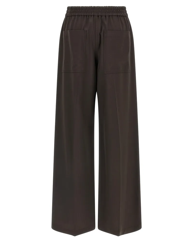 Brunello Cucinelli Women's Brown Virgin Wool Casual Pants Brown