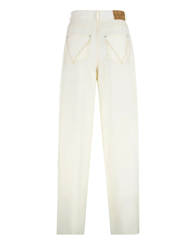 Bottega Veneta Women's Wide-Leg Wool Trousers Dove Cowhide Beige