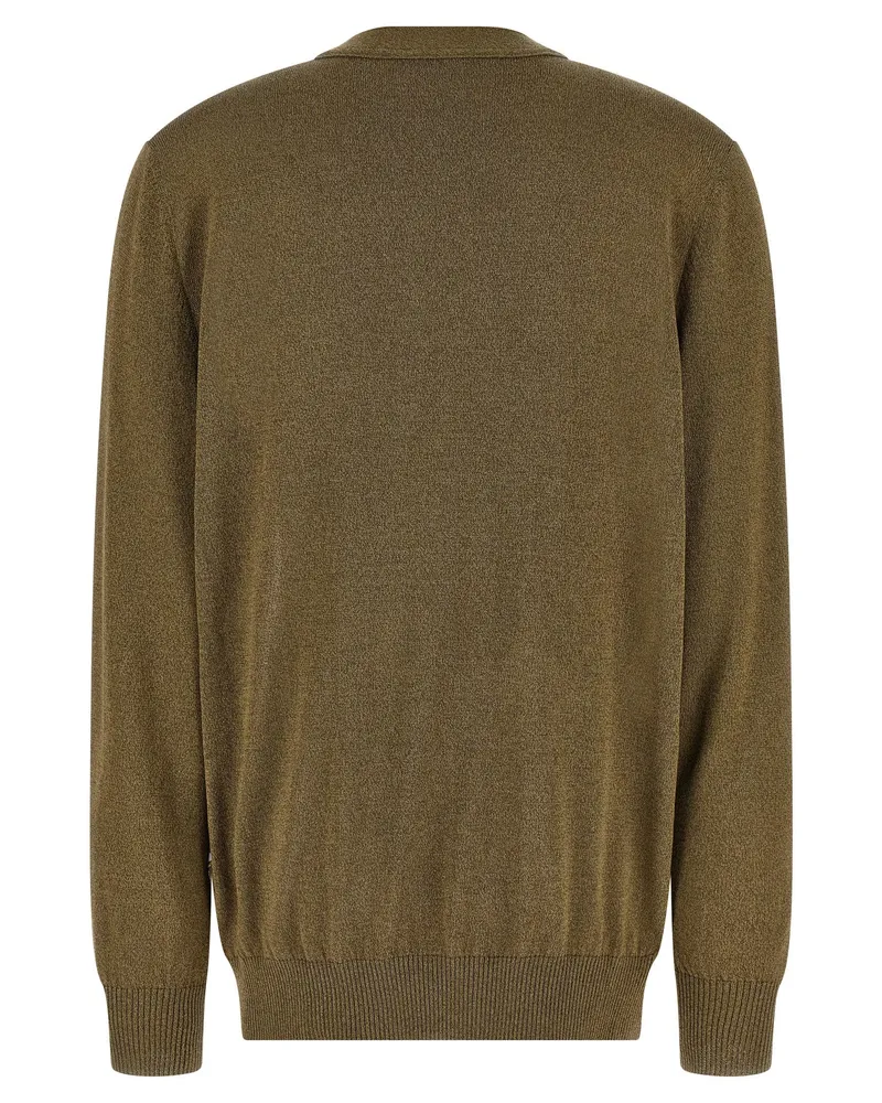 Etro Silk Paisley Insert Cardigan — Olive Olive
