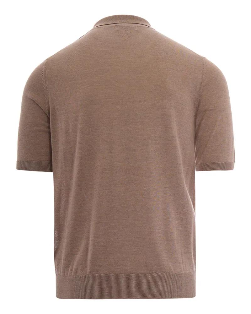 Ballantyne Men's Polo Shirt Silk-Cashmere Barley Silk Cashmere T-shirts And Polos Beige
