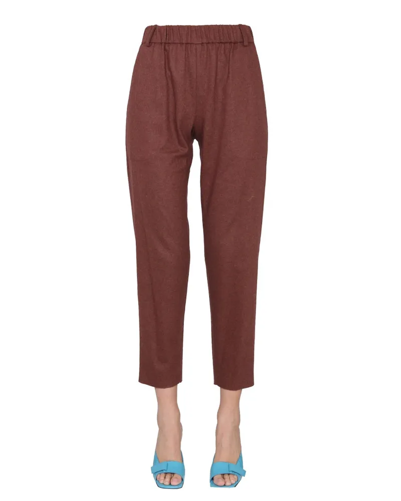 ALYSI Virgin Wool Blend Trousers — Brown Brown