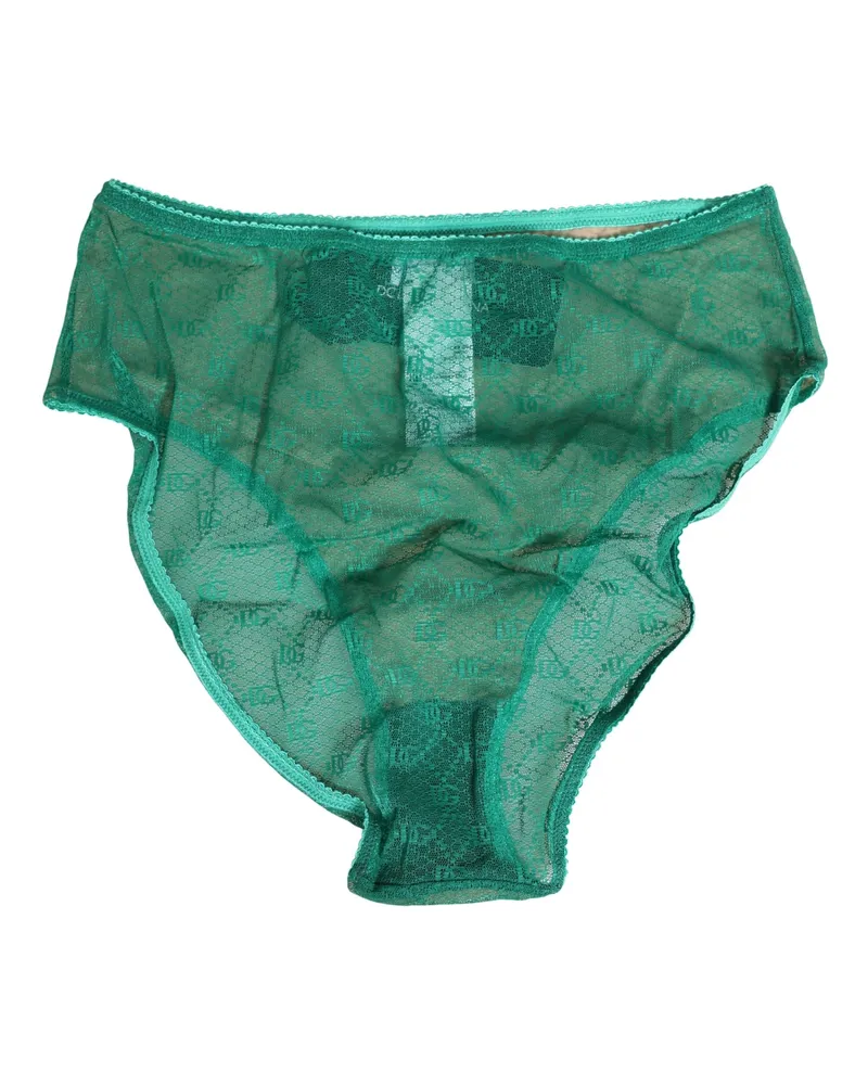 Dolce & Gabbana Women Green Lace Nylon Dg Lingerie Panty Brief Underwear Elastane Clothing Green
