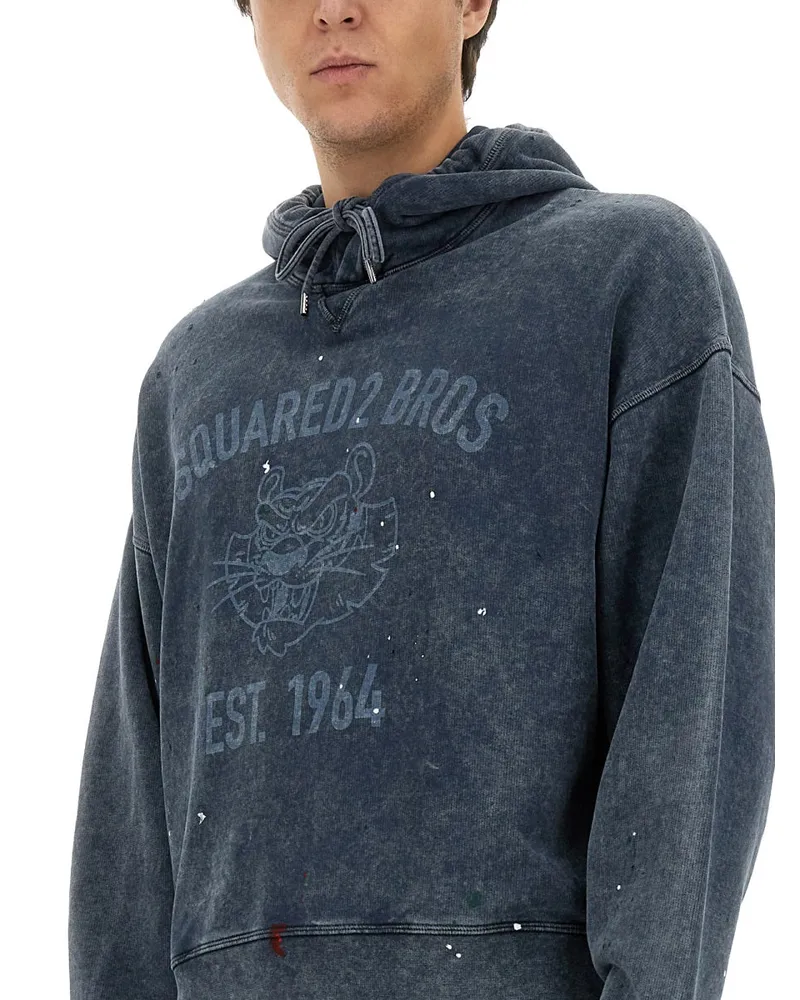 Dsquared2 Logo-Print Cotton Sweatshirt — Blue Blue