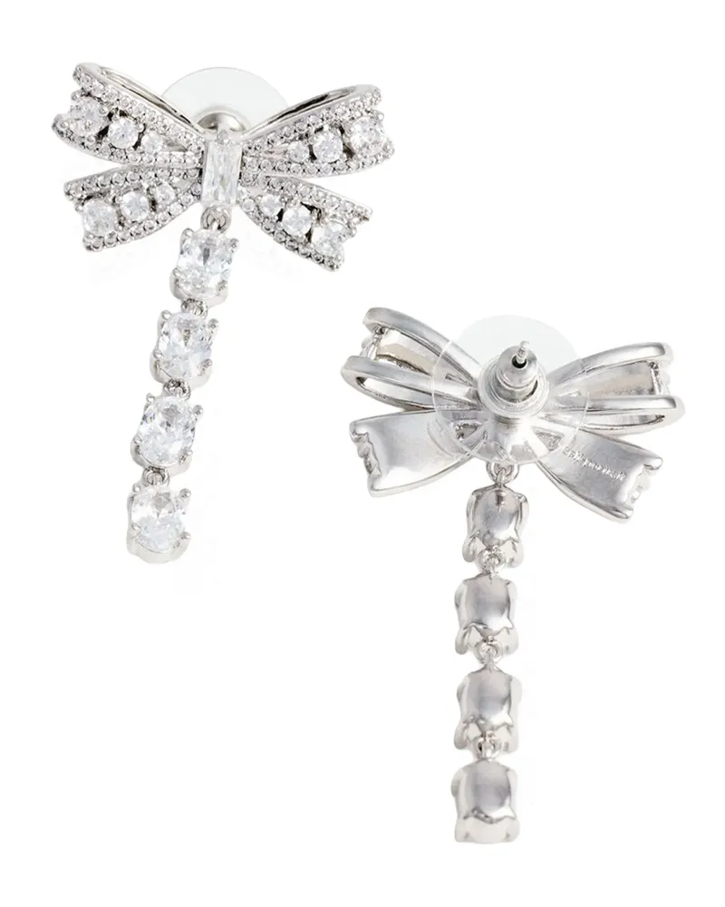Self-Portrait Women's Earrings Crystal Bow Silver Crystal-Silver Brass Crystal/silver Silver