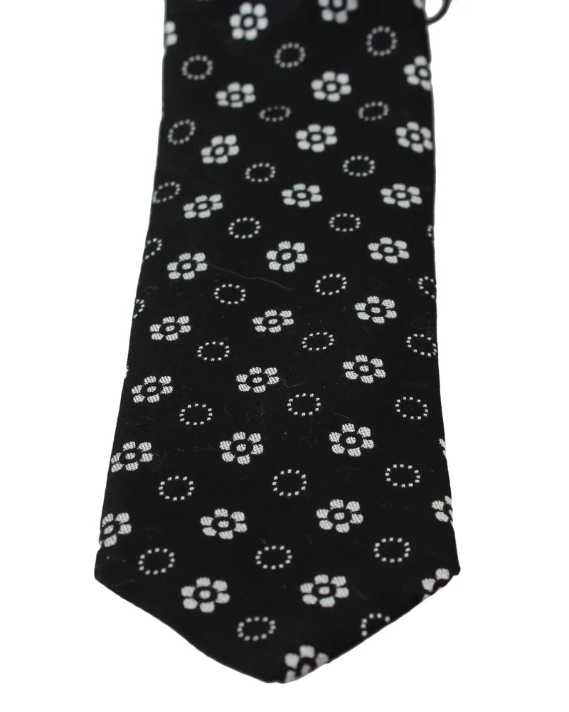 Dolce & Gabbana Men's Black Silk Floral Print Classic Tie Black