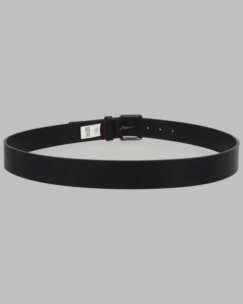 HUGO BOSS Men's Leather Belt Geffrey Black Buffalo Black