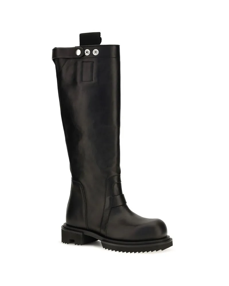 Rick Owens Women's Black Calf Leather Bos Taurus Rain Boots Black