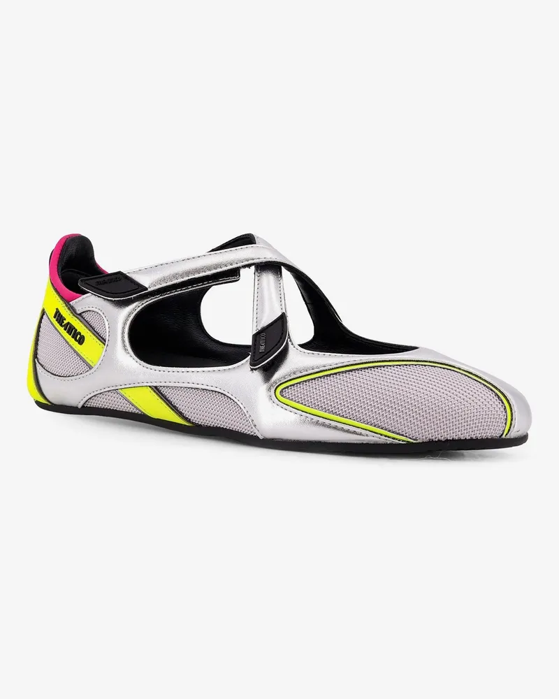 ATTICO Women's Floor 01 Nylon Ballerinas Silver Polyester Ballerina Shoes Silver