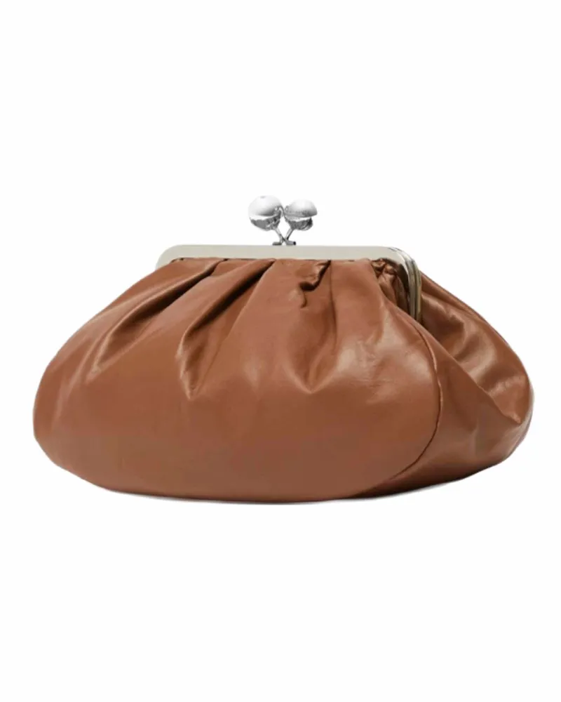 Max Mara Women's Clutch Cubico Tan Leather Brown Handbags Hand Bags Brown