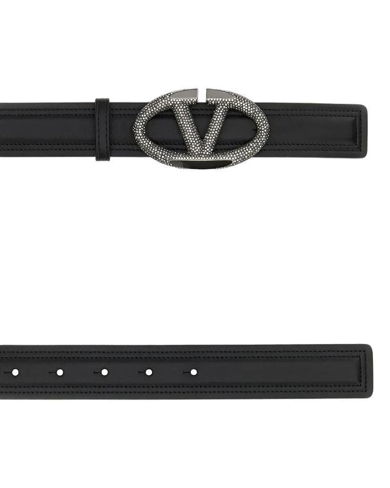 Valentino Garavani Neroblackdiamond Calfleatherbostaurus Cinture Belt Neroblackdiamond
