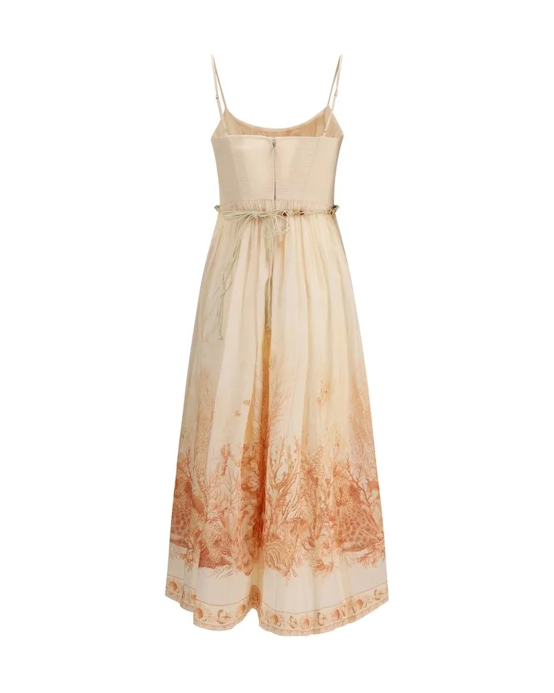 Zimmermann Women's Multicolor Cotton Long Dress Beige