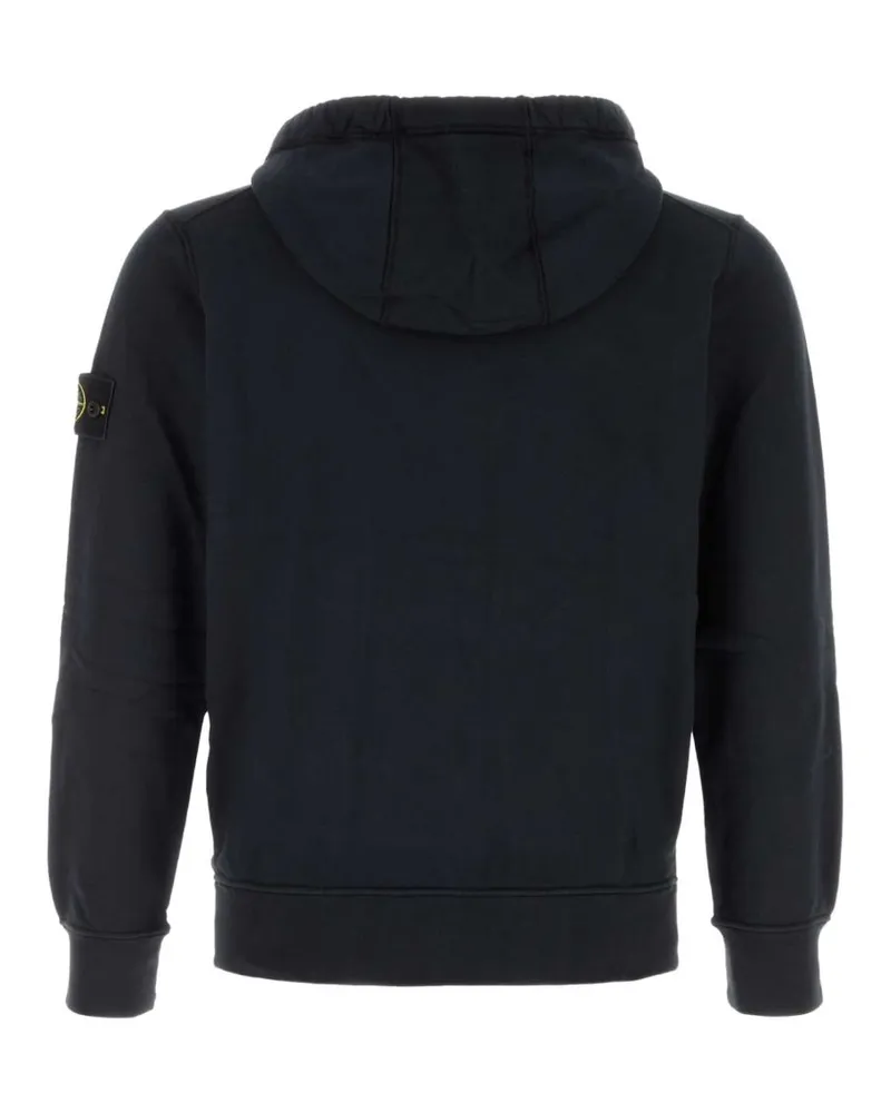 Stone Island Men's Hooded Zip-Up Sweatshirt Navy Blue Organic Cotton Sweatshirts Sweater Navy