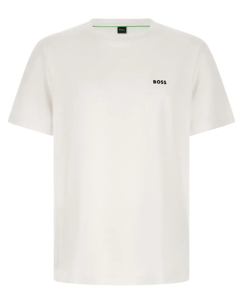 HUGO BOSS Logo-Embroidered Crew Neck T-shirt — White White