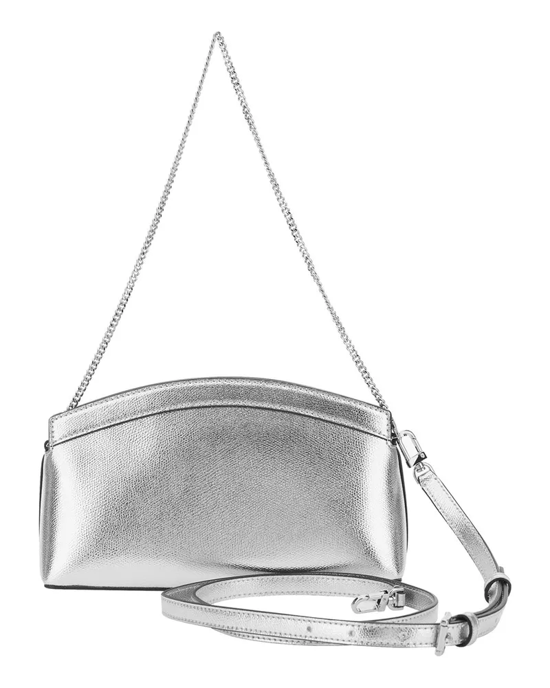 Michael Kors Women's Shoulder Bag Athena Metallic Leather Cow Silver