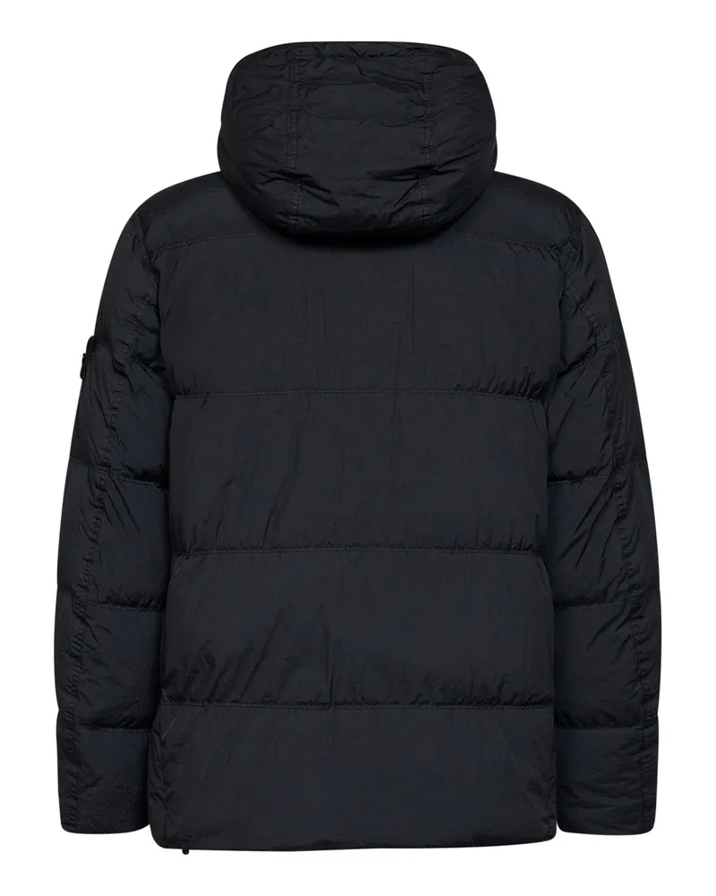 Stone Island Men's Hooded Down Jacket Crinkle Reps Ny Blue Polyamide Padded Blue