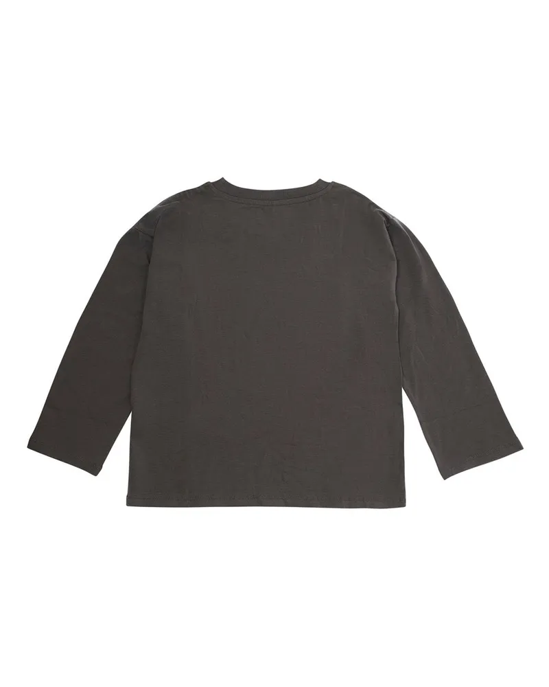 Mini Rodini Unisex Grey Crew Neck Sweater With Print Cotton Tops Top Gray