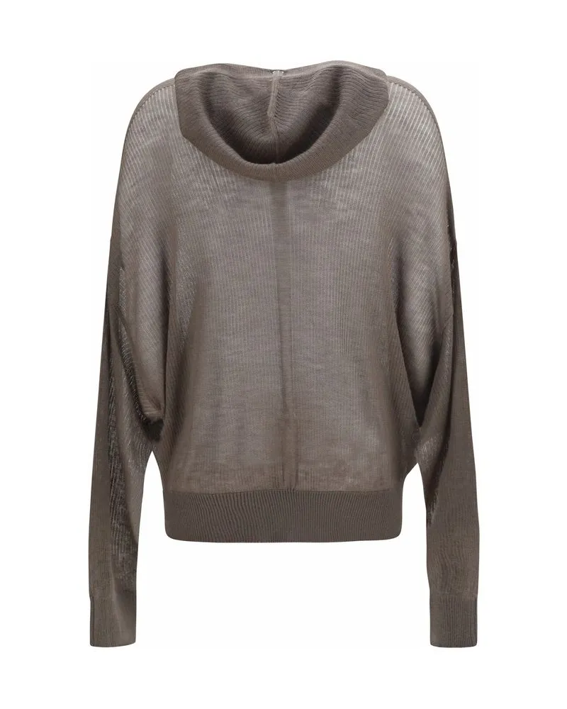 Rick Owens Women Gray Cashmere Hoodie Clothing Gray