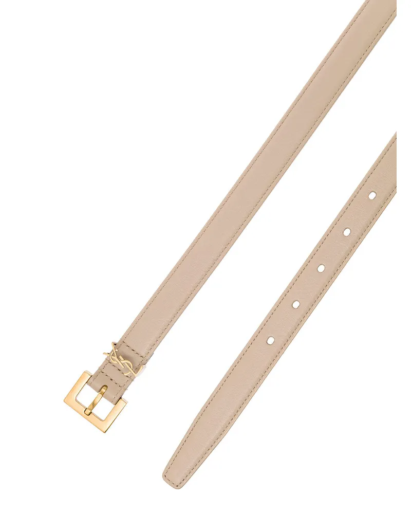 Saint Laurent Women's Belt, Beige Leather 