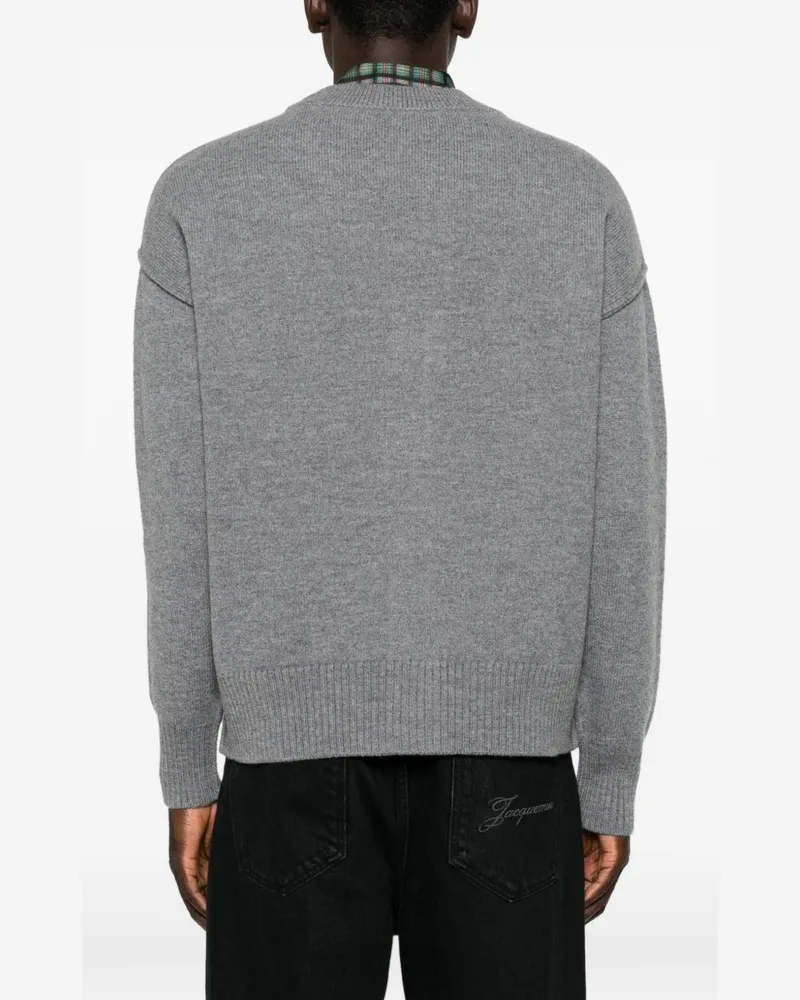 AMI Paris Ami de Cœur Wool Cardigan — Grey Grey