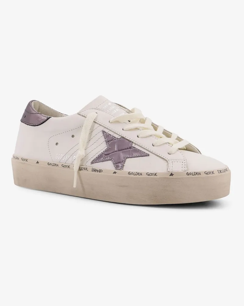 Golden Goose Women's Hi Star Leather Sneakers White Trainers White
