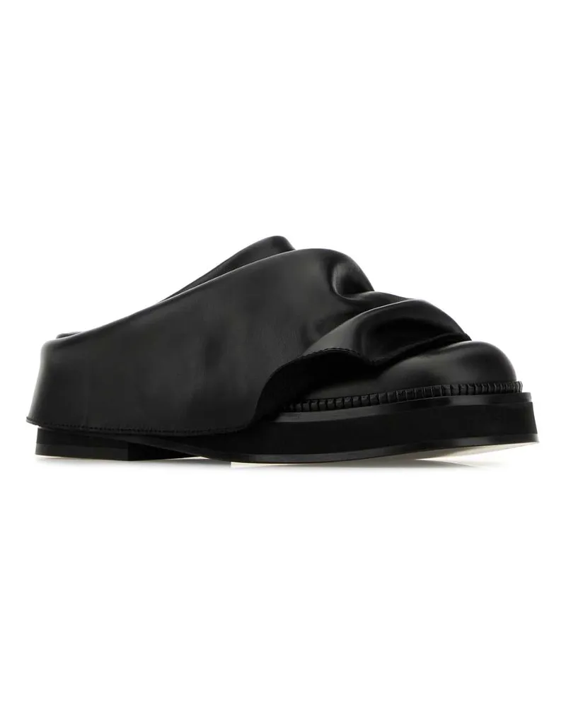 ATTICO Women's Black Leather Mini Robin Slippers Flat Shoes Black