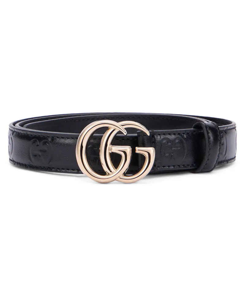 Gucci Women's Leather Belt Thin Black Calf Skin 