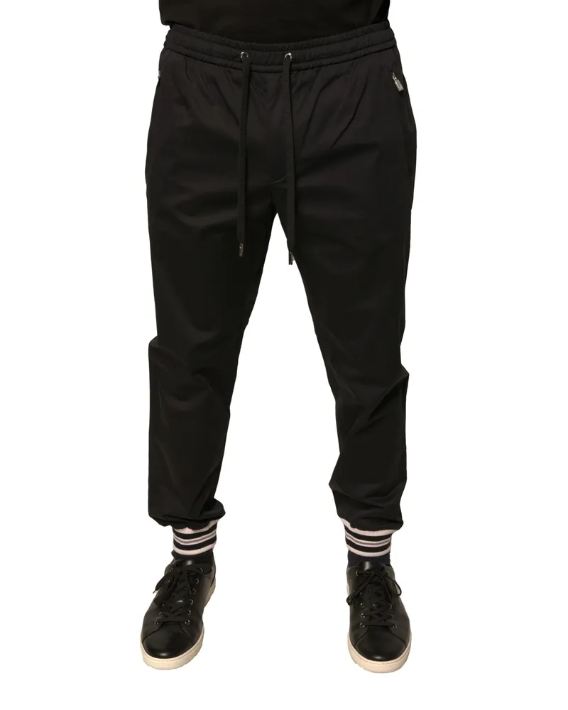 Dolce & Gabbana Men's Black Cotton Stretch Jogger Sweatpants Pants Elastane Black