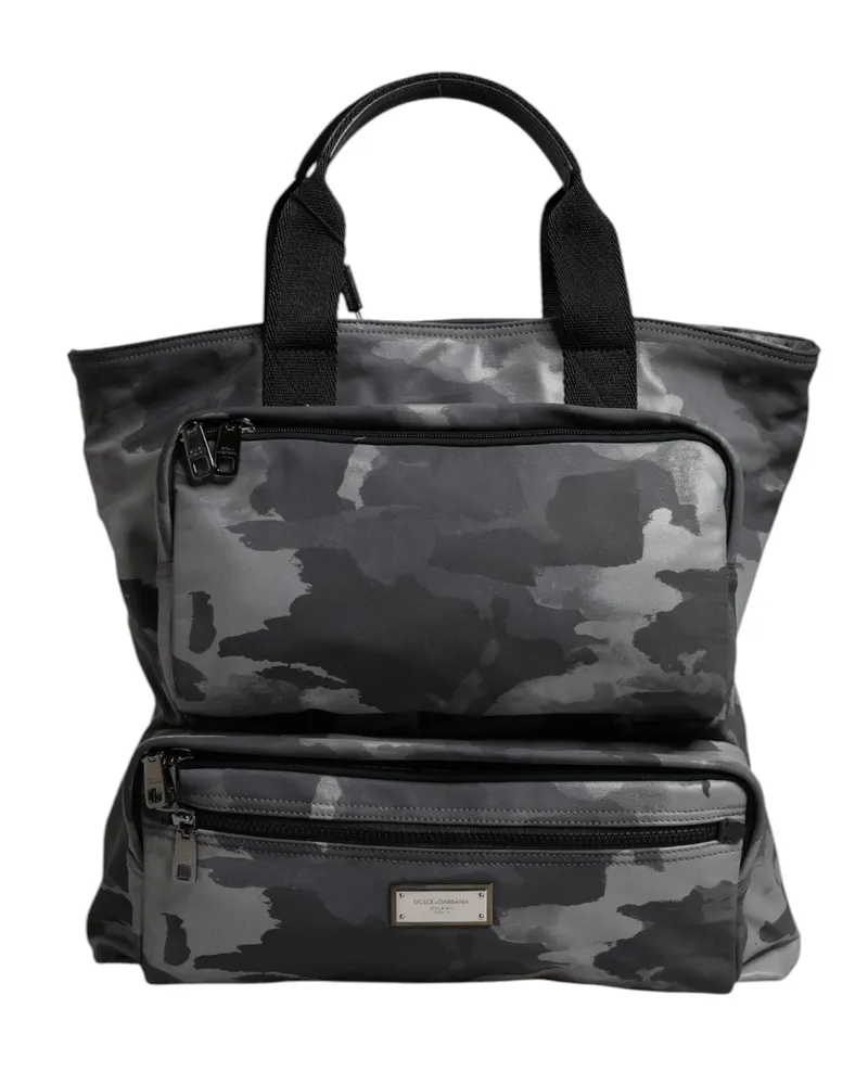 Dolce & Gabbana Camouflage Cotton Shoulder Bag — Grey Grey