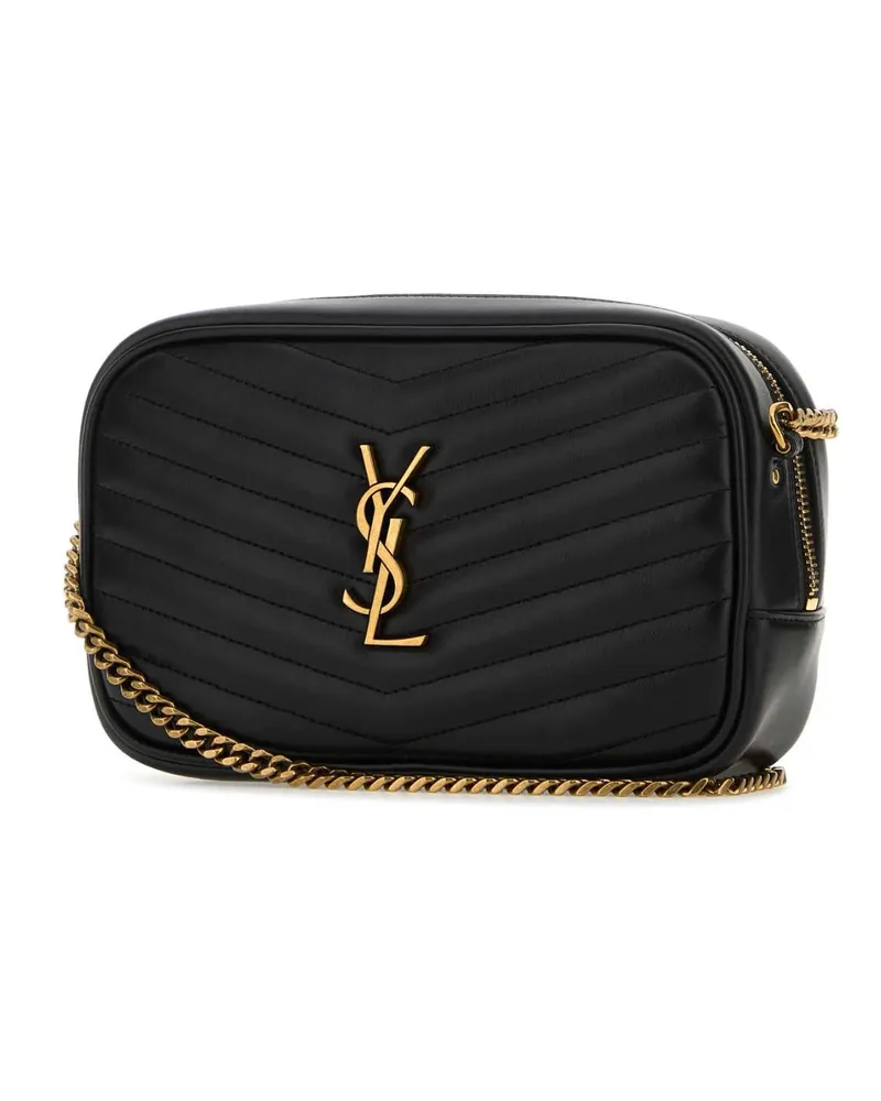 Saint Laurent Women's Black Leather Mini Lou Crossbody Bag Portafogli Black