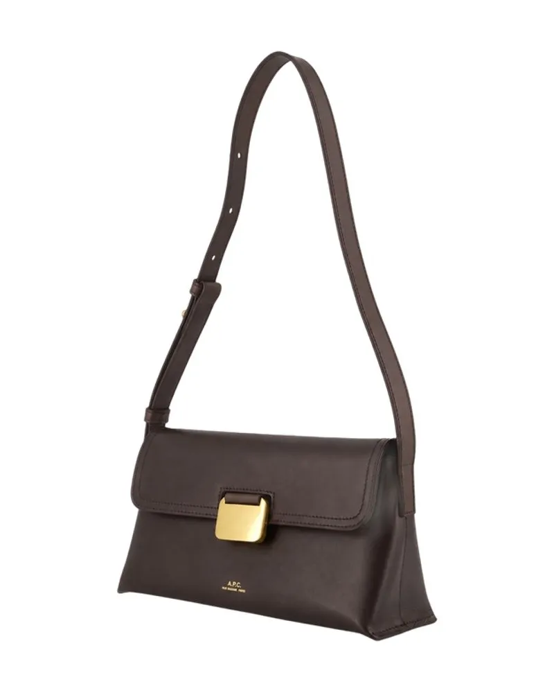 A.P.C. Simone Small Leather Shoulder Bag — Brown Brown