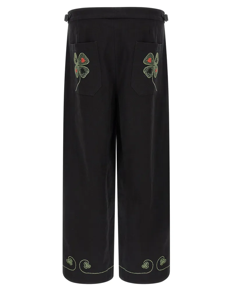 BODE Men's Black Cotton Casual Pants Black