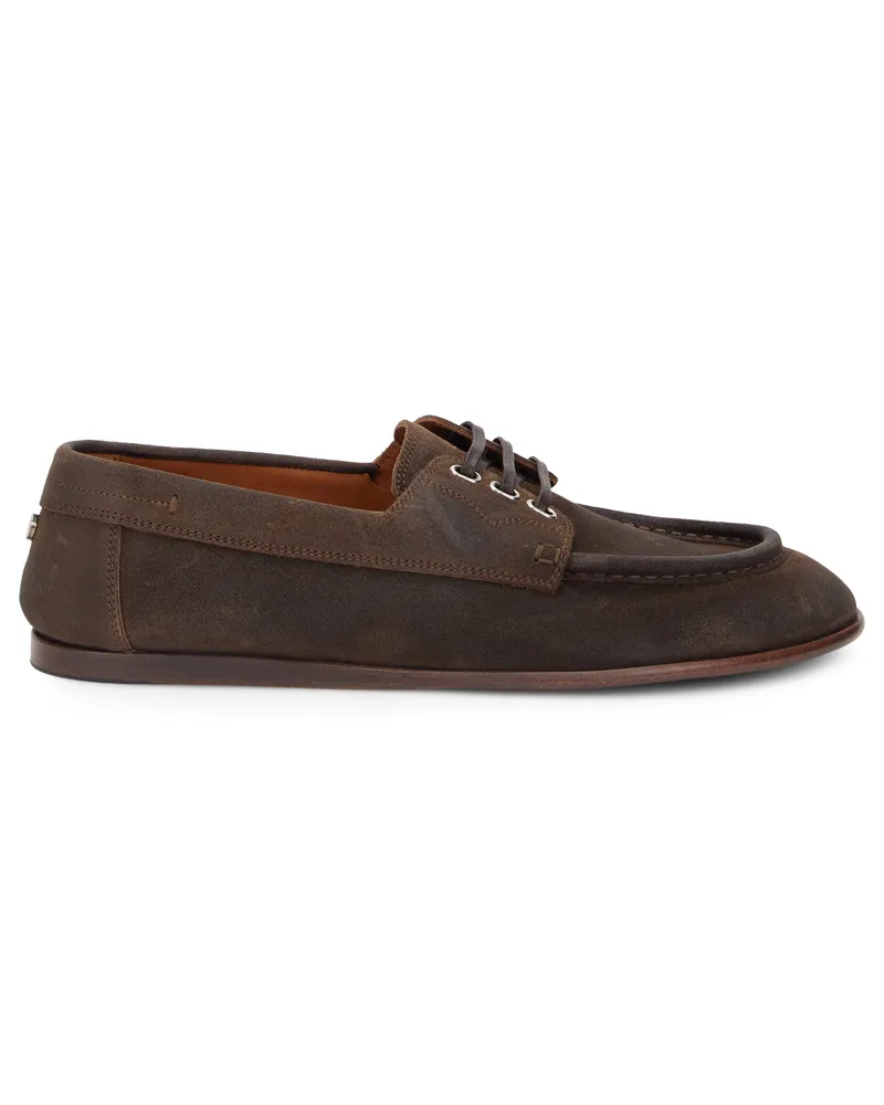 Dolce & Gabbana Men's Deck Shoes Leather Brown Calfskin Loafers 
