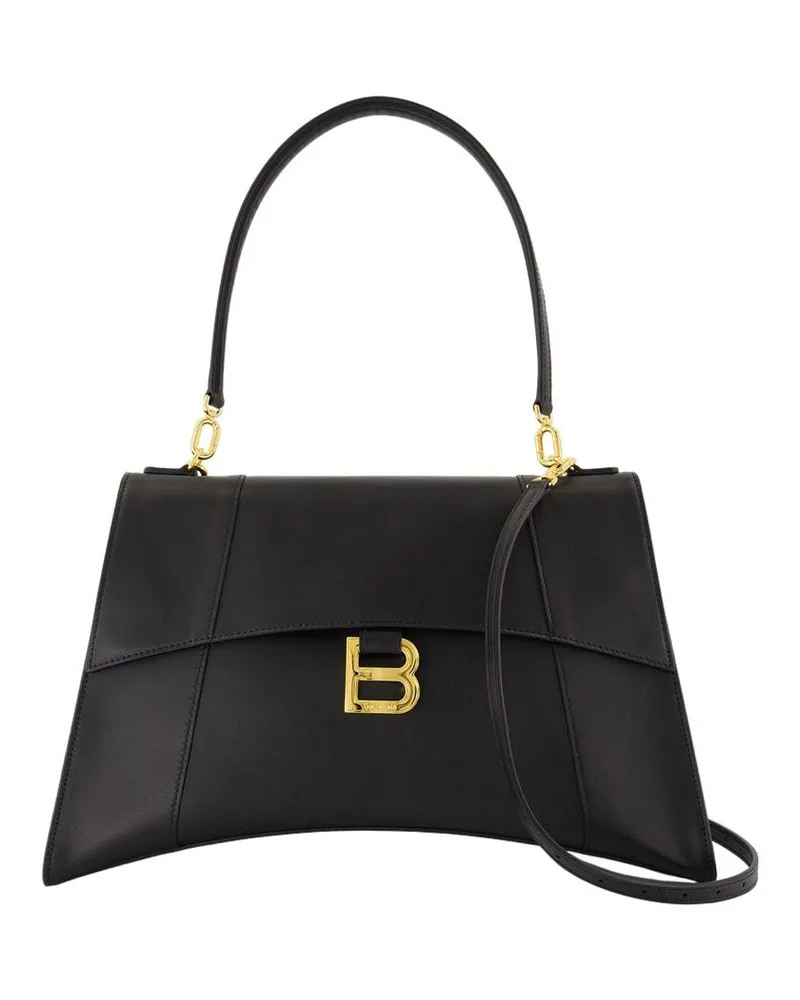 Balenciaga Women's Hourglss Soft Medium Purse -  Leather Black Calfskin Bags Handbags-Purses Black