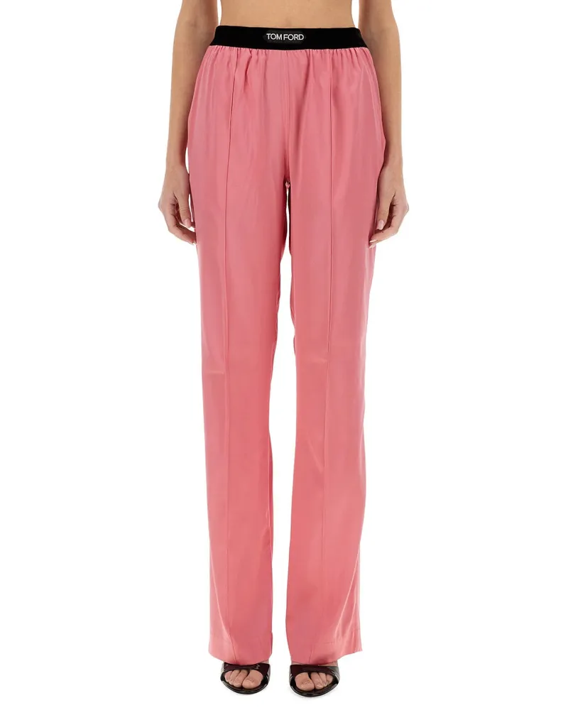 Tom Ford Silk Stretch Trousers — Pink Pink
