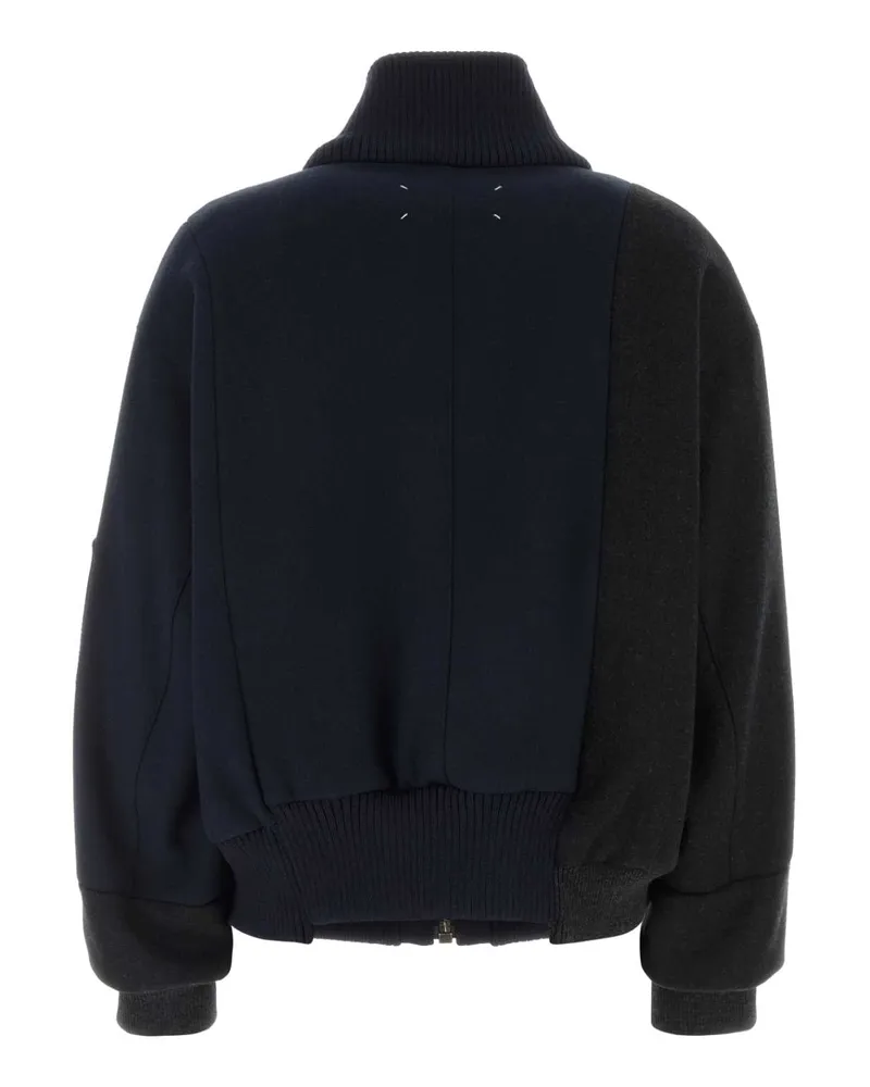 Maison Margiela Women's Two-Tone Wool Bomber Jacket Darkblueblackmelange Giubbini Navy