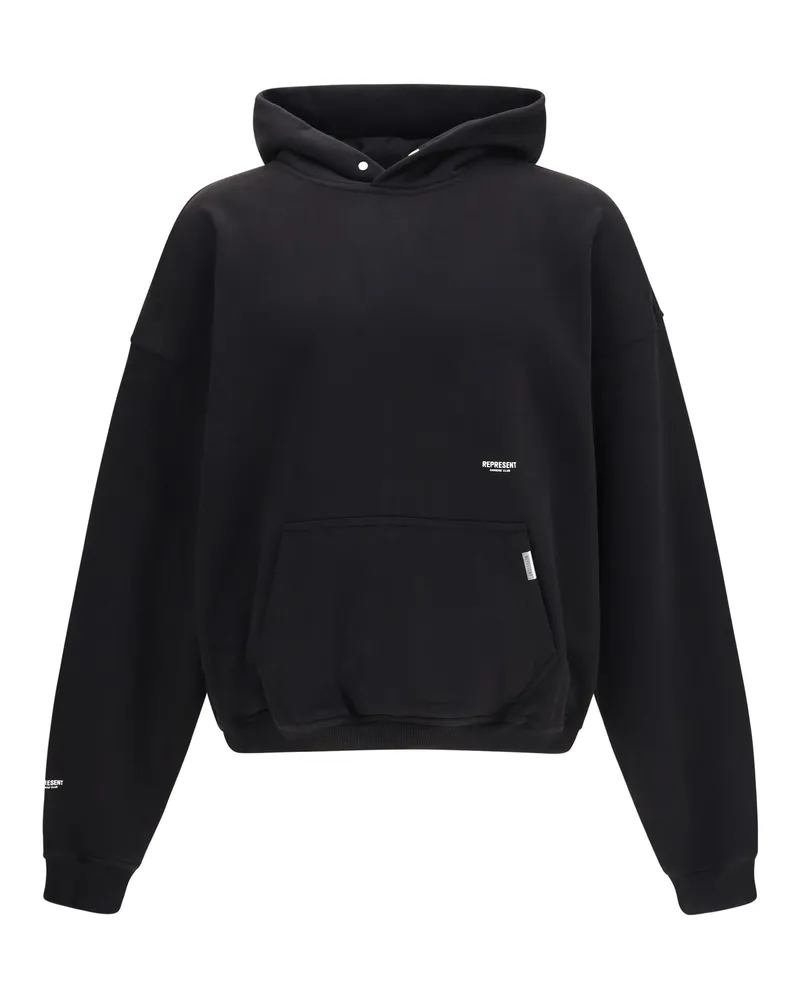 REPRESENT Men's Hoodie Micro Owners Club Jet Black Cotton Sweatshirts Sweater Black