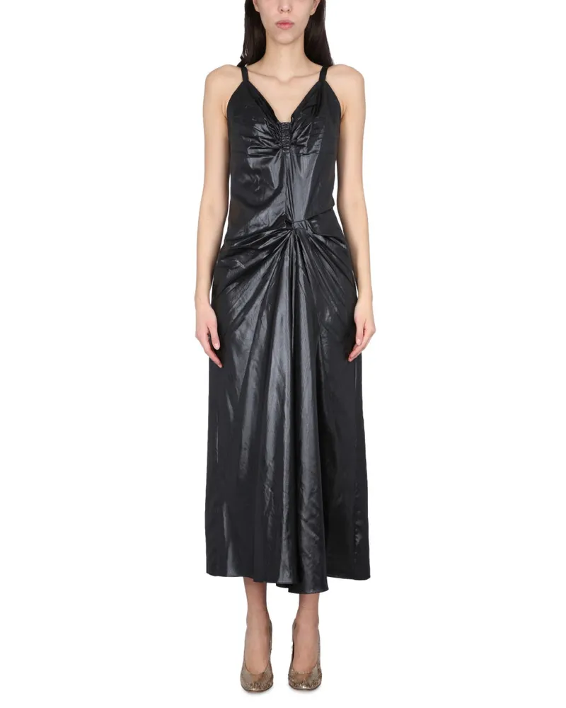 Maison Margiela Moiré Cotton Dress — Black Black