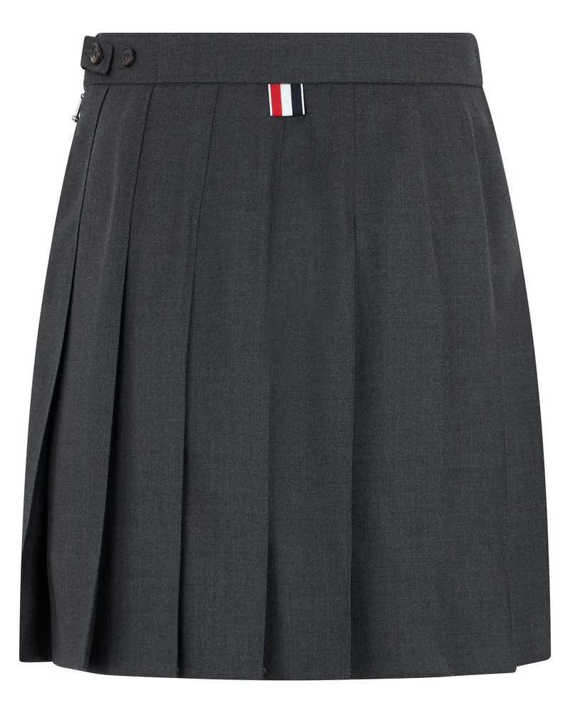 Thom Browne Pleated Wool Skirt — Gray Gray