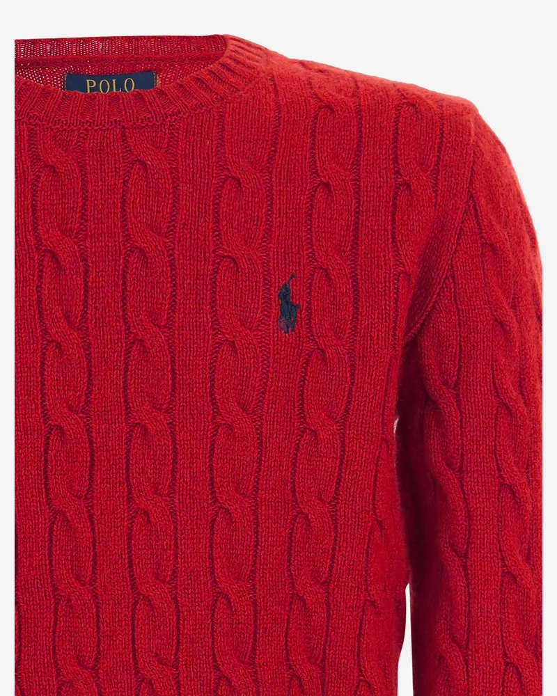 Ralph Lauren Cable-Knit Wool and Cashmere Sweater — Red Red