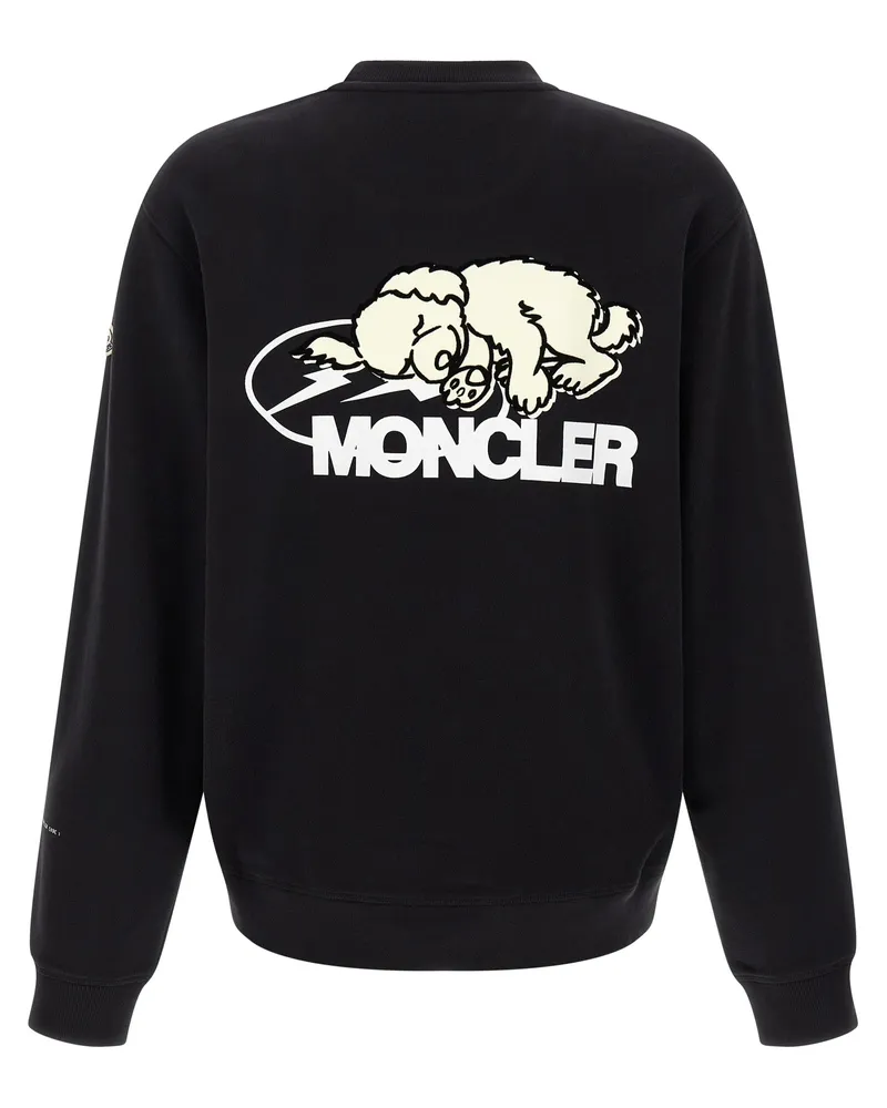 Moncler Logo-Embroidered Cotton Sweatshirt — Black Black